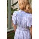 Colette Dress Passionflower Trellis with Delphinium Blue Hand Smocking